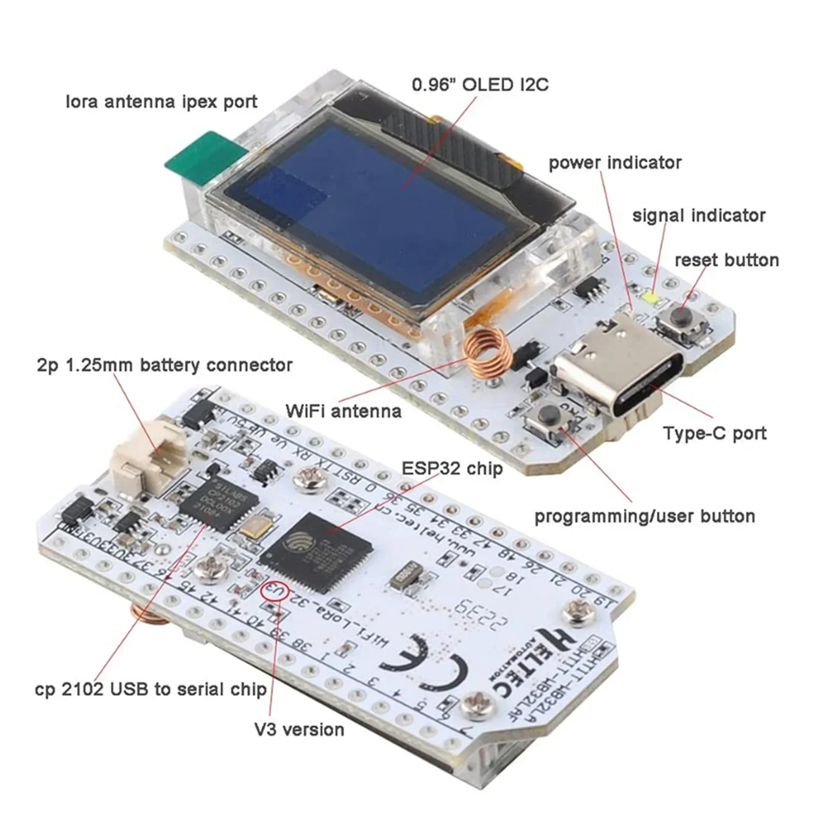 ESP32 lora 32 v3 HTIT-WB32LA V - Oled Display 0.96 评论和价格